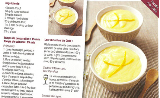 Fiches recettes Carrefour Crème orange